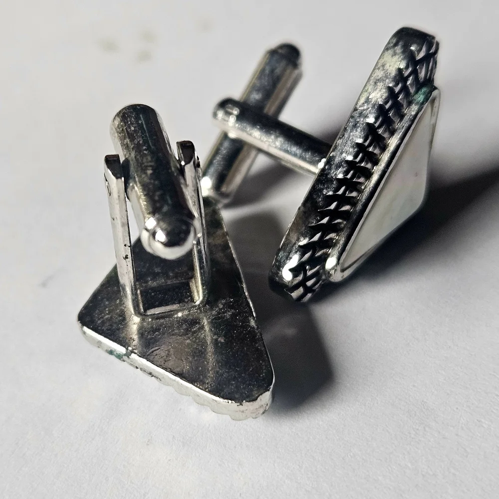 Silver and Cream Triangle Cufflinks